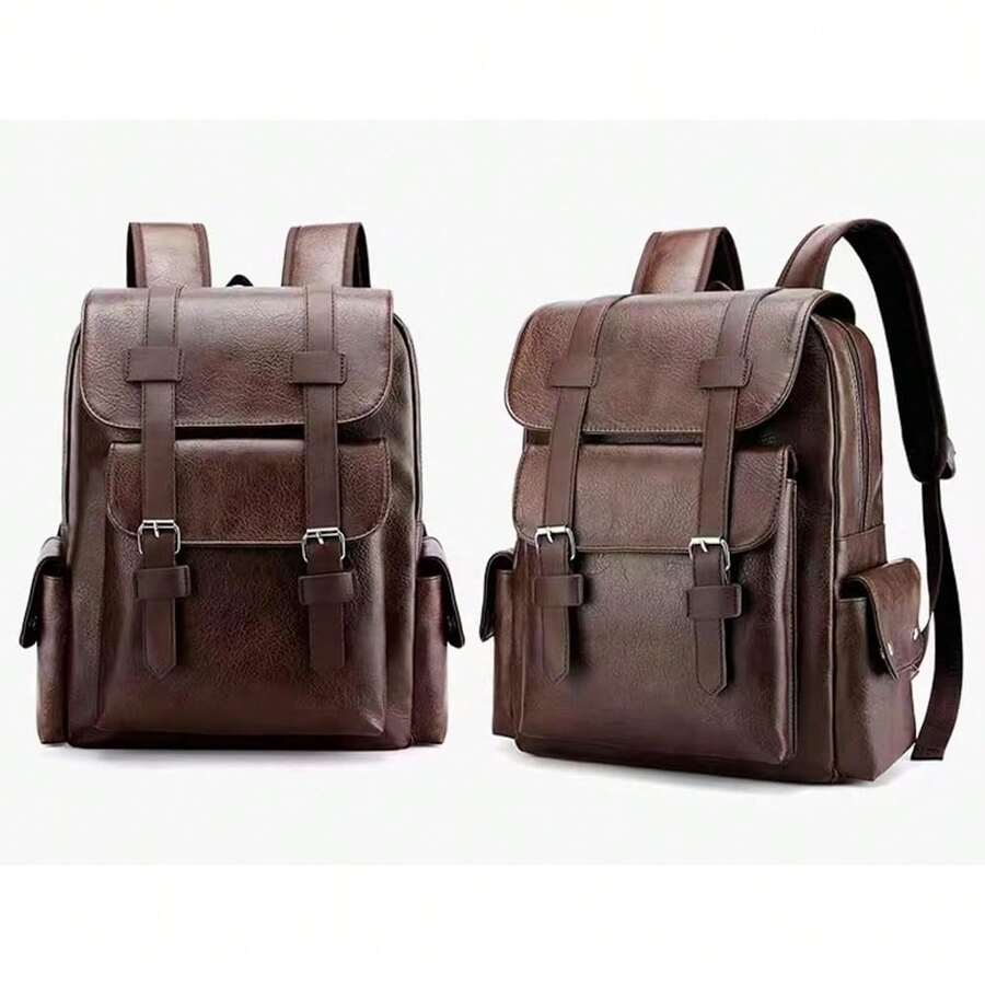 Laptop Backpack 15.6 - PU Leather Backpack For Men And