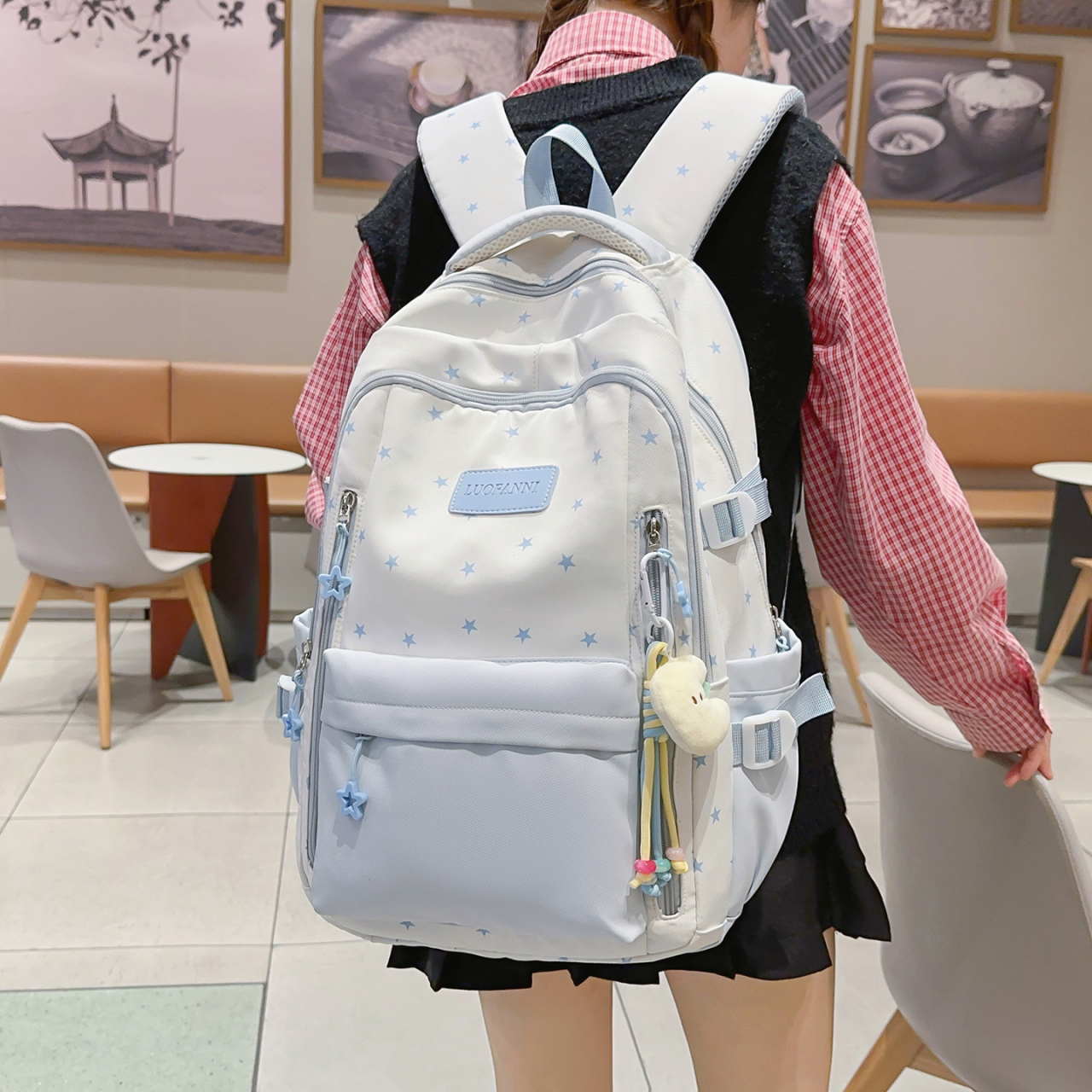 Women's Cream White & Yellow C - Canvas Backpack Casual recensione e prezzo