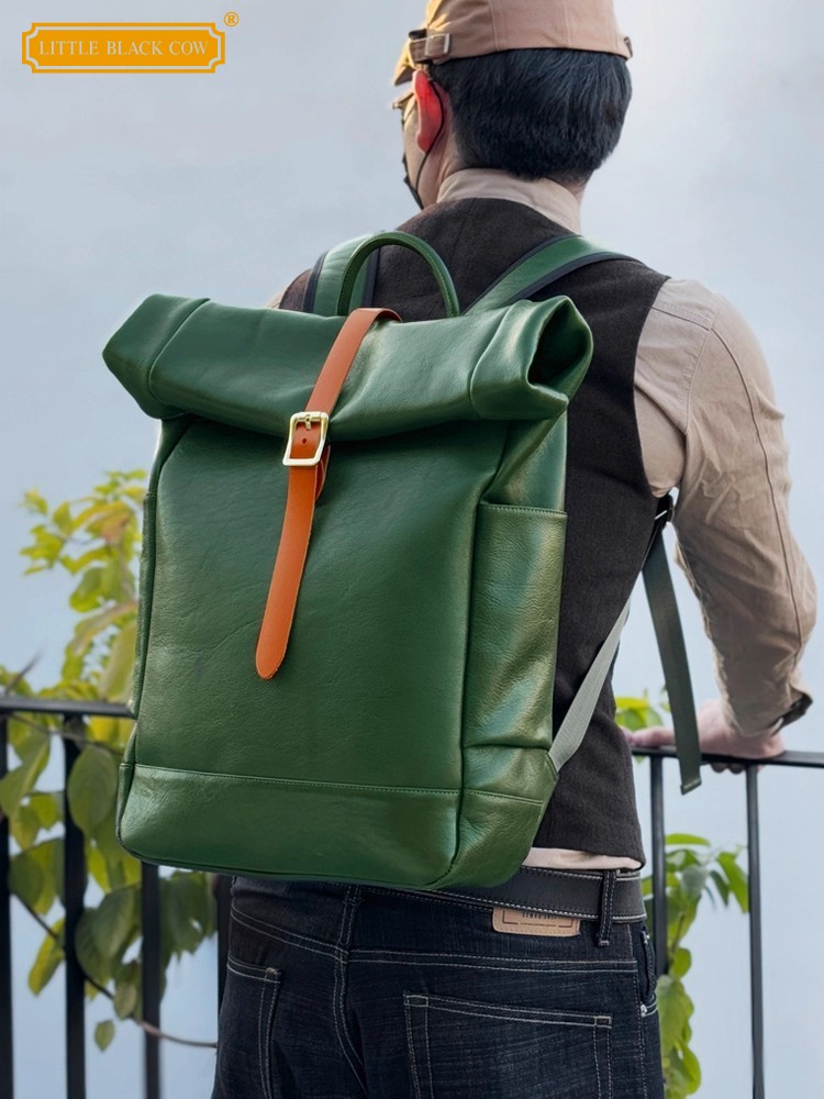 Large Capacity Mens Genuine Le - Leather Backpack Vintage recensione e prezzo