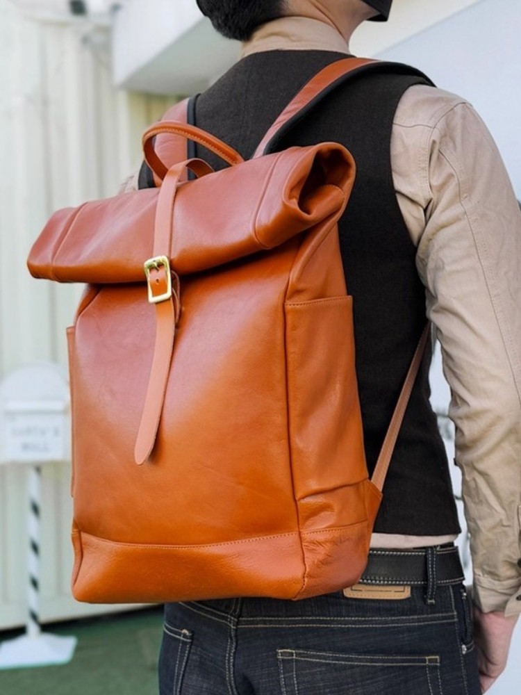Large Capacity Mens Genuine Le - Leather Backpack Vintage recensione e prezzo