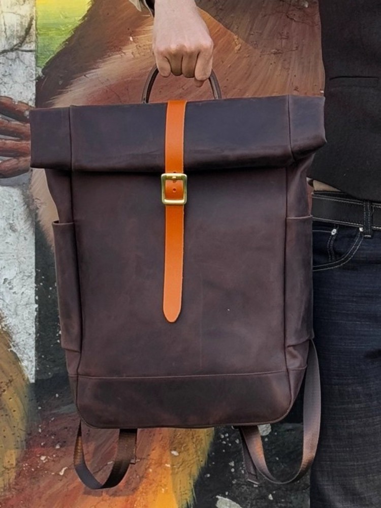 Large Capacity Mens Genuine Le - Leather Backpack Vintage recensione e prezzo