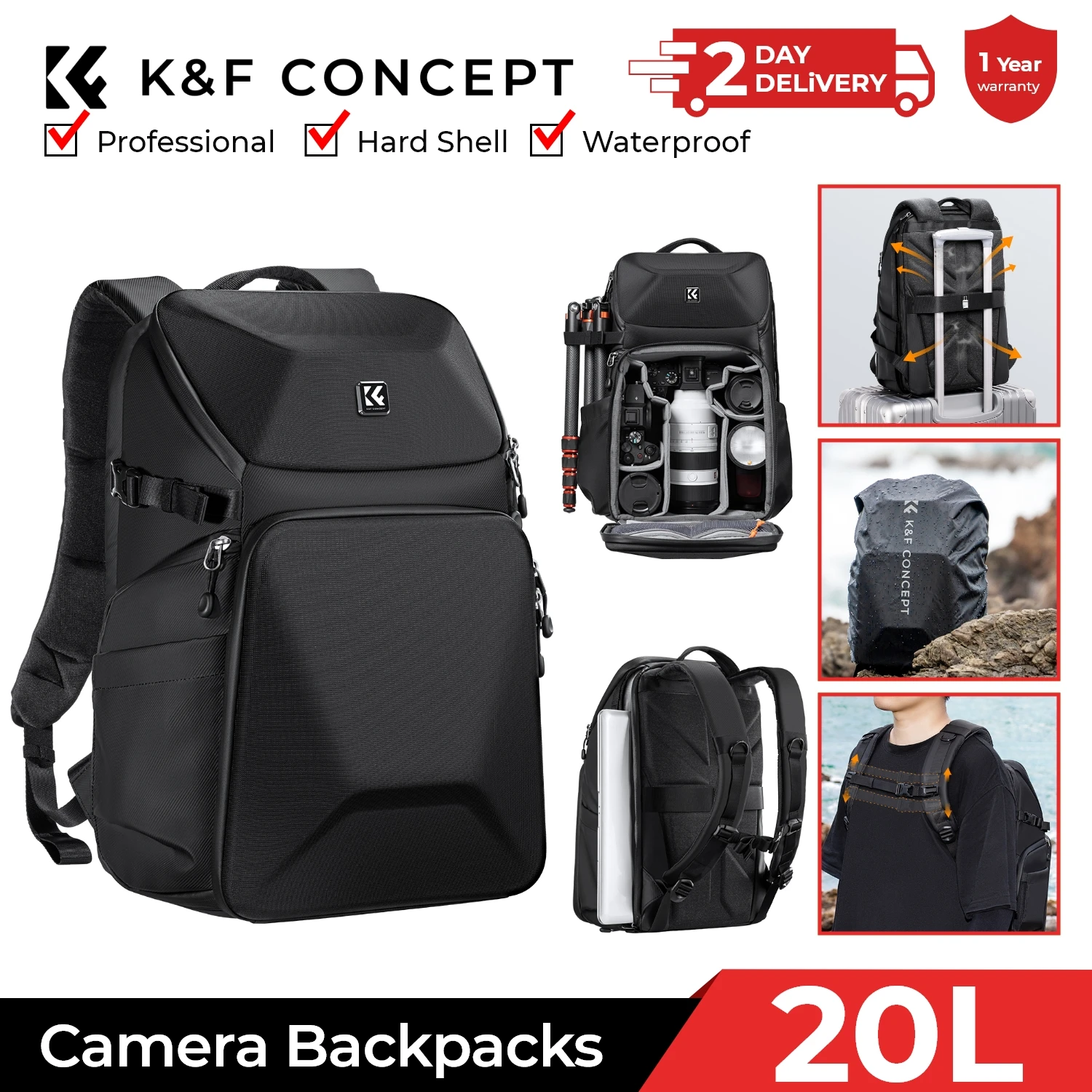 K&F CONCEPT 20L Camera Backpac - Laptop Backpack 15.6 recensione e prezzo
