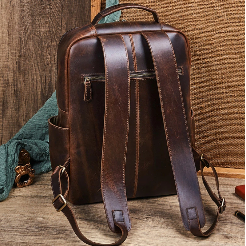 Men's Top Grain Waxed Leather  - Leather Backpack Vintage recensione e prezzo