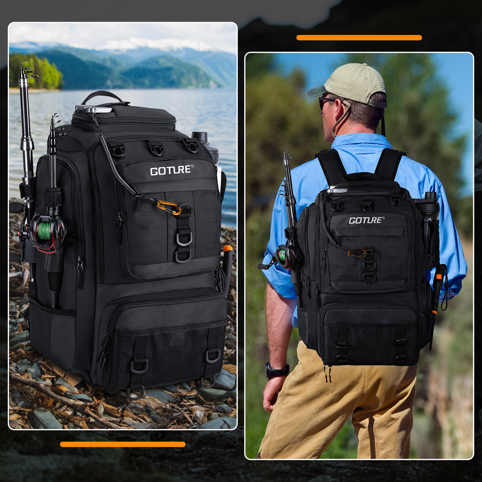 Goture Fishing Bag with Rod Ho - Backpack Insert Organizer recensione e prezzo