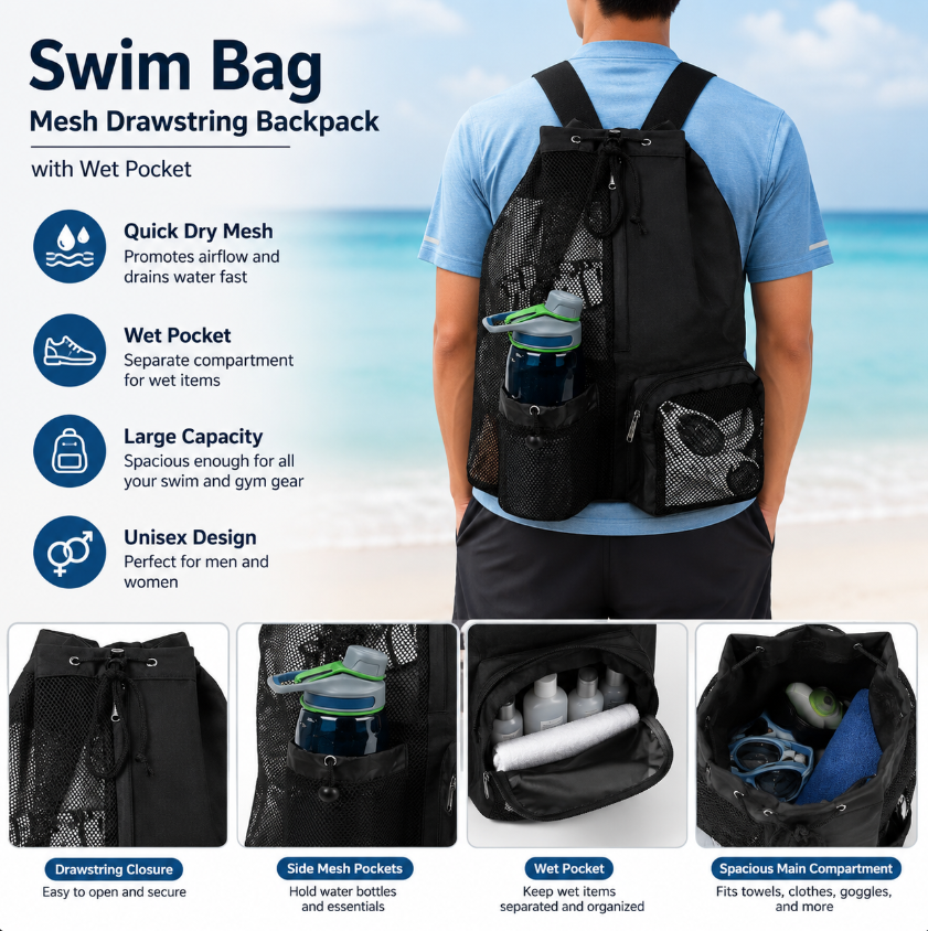Drawstring Beach Storage Bag M - Drawstring Gym Bag recensione e prezzo