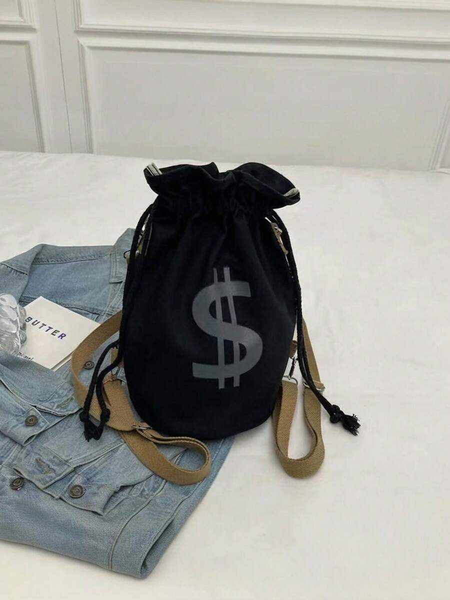 Black Canvas Drawstring Crossb - Canvas Backpack Casual recensione e prezzo
