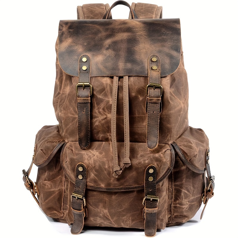 Vintage Men'S Leather Backpack - Canvas Backpack Casual recensione e prezzo