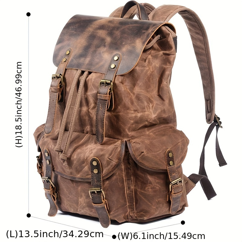 Vintage Men'S Leather Backpack - Canvas Backpack Casual recensione e prezzo