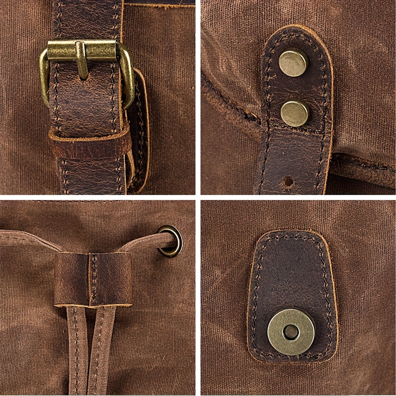 Vintage Men'S Leather Backpack - Canvas Backpack Casual recensione e prezzo