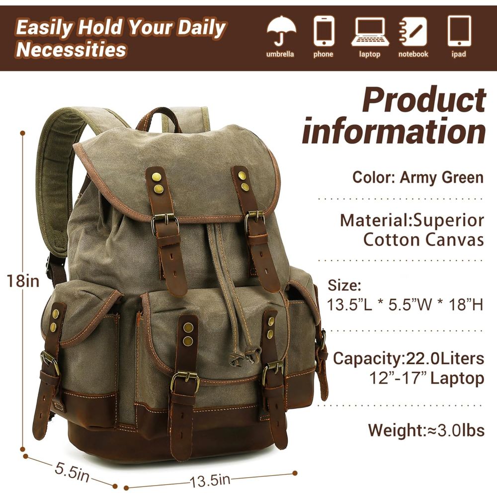 Vintage Canvas Leather Backpac - Leather Backpack Vintage recensione e prezzo