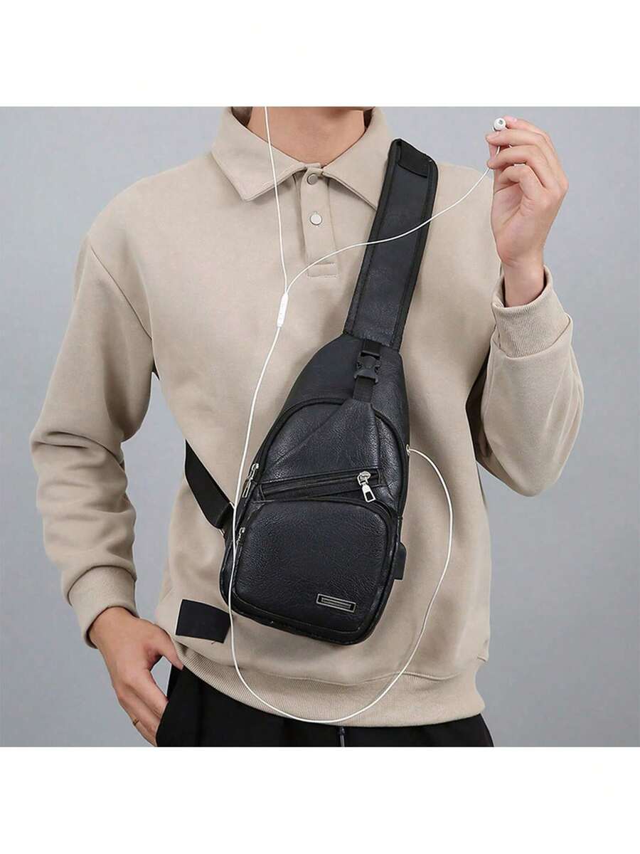 Mens PU Leather Sling Bag With - Sling Backpack Shoulder recensione e prezzo