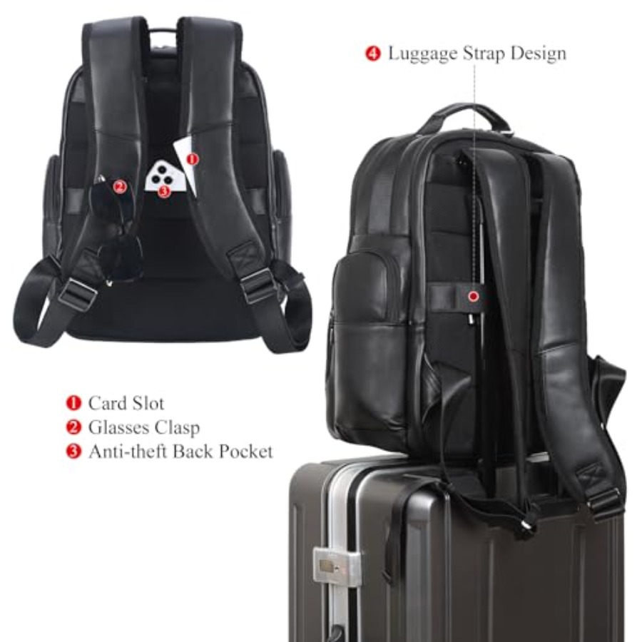 Men's Vintage Leather Backpack - Laptop Backpack 15.6 recensione e prezzo