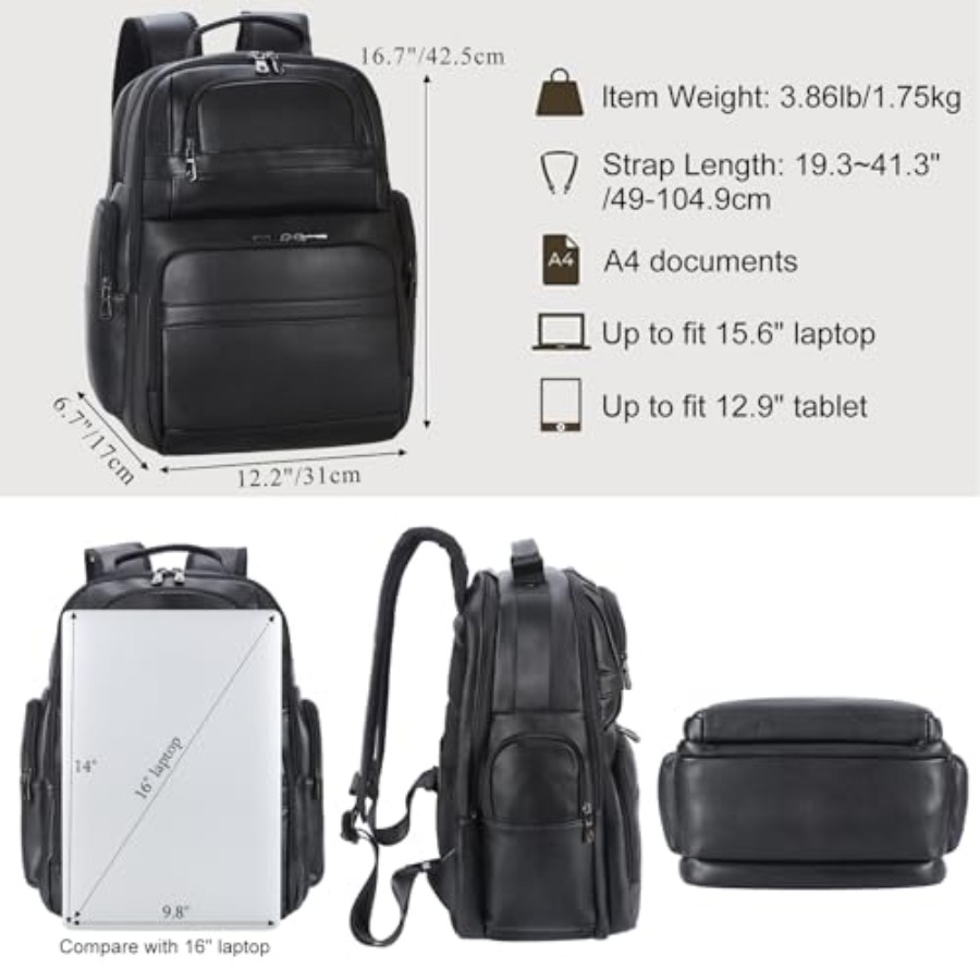 Men's Vintage Leather Backpack - Laptop Backpack 15.6 recensione e prezzo