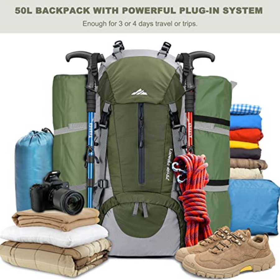 Loowoko 50L Hiking Backpack, W - Rain Cover Backpack recensione e prezzo
