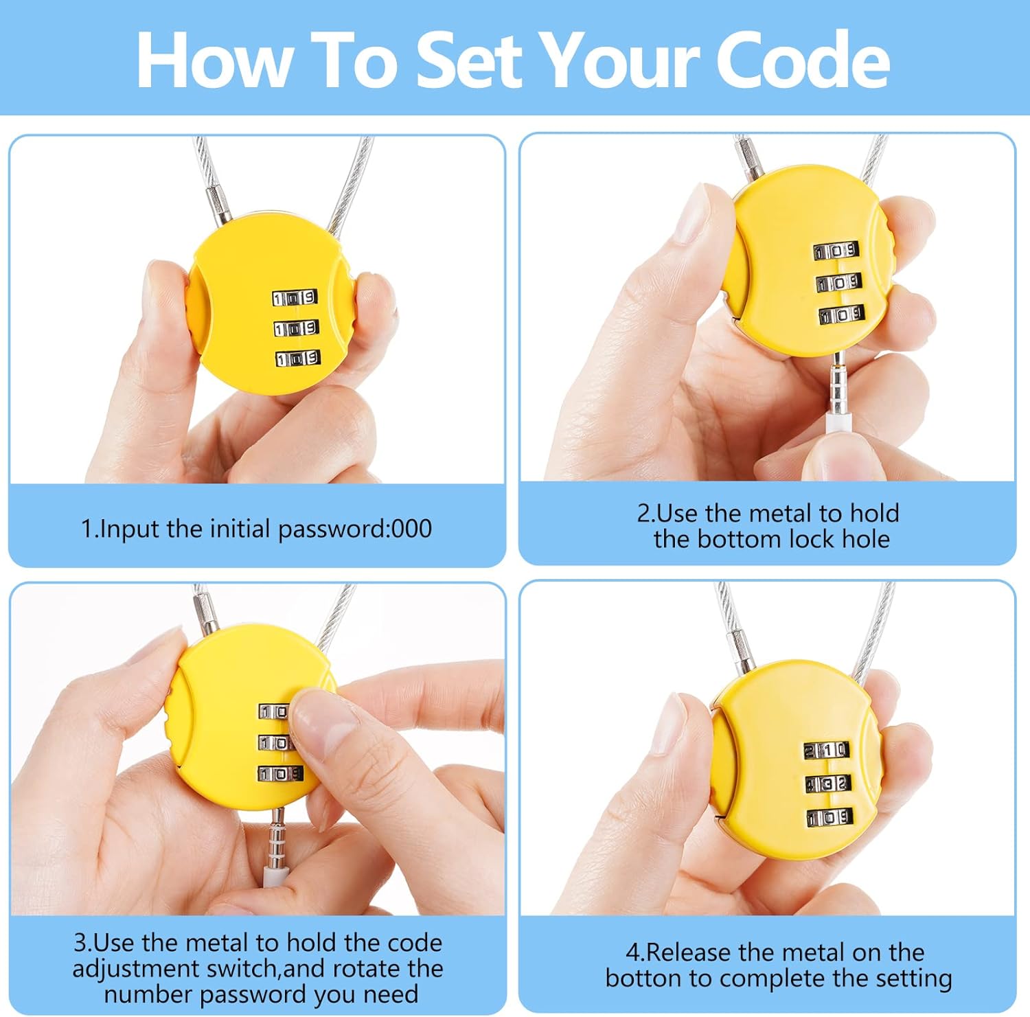 8 Pack Combination Wire Lock 3 - Backpack Lock Combo recensione e prezzo